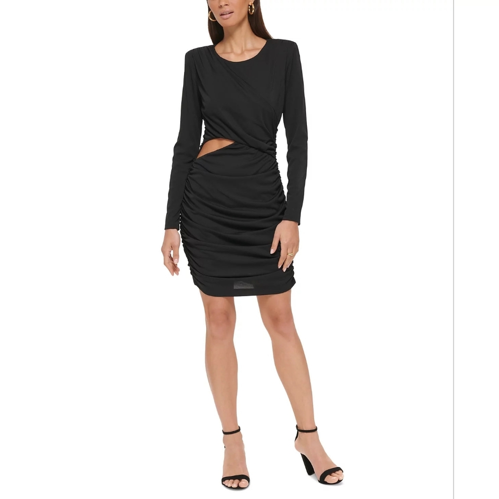 GUESS Ruched Cut-Out Long-Sleeve Dress Size 8️⃣